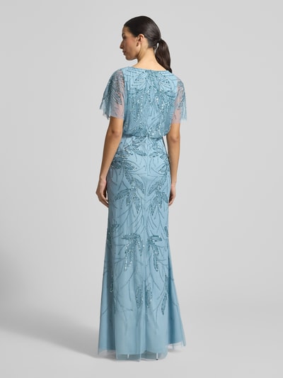 Christian Berg Cocktail Abendkleid mit Perlen und Pailletten Rauchblau Melange 5