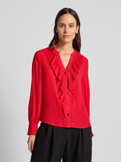 s.Oliver BLACK LABEL Regular fit blouse met geplisseerde volants Rood - 4