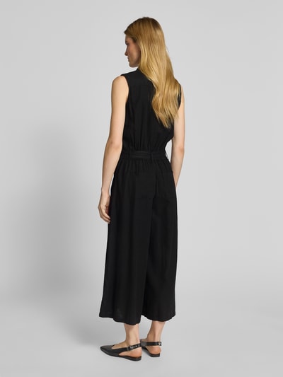 Soyaconcept Jumpsuit aus Leinen-Mix mit Troyer-Kragen Modell 'INA' Black 5