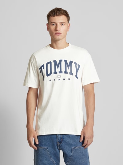 Tommy Jeans T-shirt met labelprint Offwhite - 4