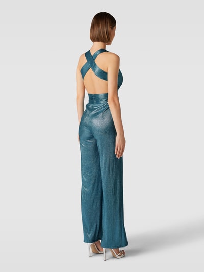 V.M. Jumpsuit met effectgaren Oceaanblauw - 5