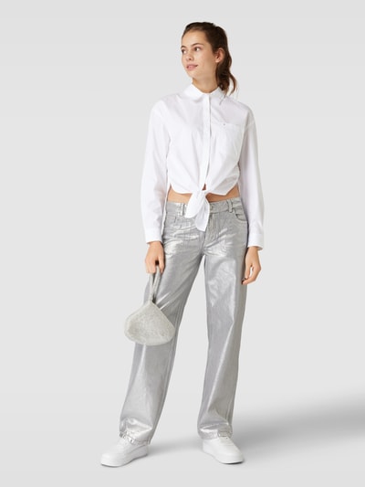 Tommy Jeans Bluse mit Saum zum Binden Weiss 1
