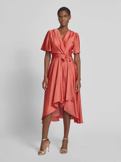 Swing Cocktailjurk met strikceintuur Oudroze - 4