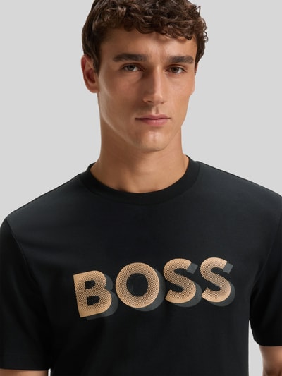 BOSS Regular Fit T-Shirt aus merzerisierter Baumwolle Modell 'THOMPSON 656' Black 3