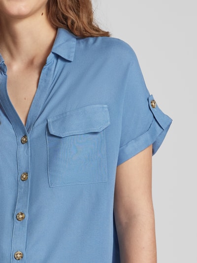 Vero Moda Hemdbluse mit Knopfleiste Modell 'BUMPY' Blau 3
