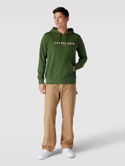 Lindbergh Hoodie met labelprint, model 'Copenhagen' Appeltjesgroen - 1