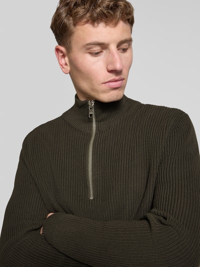 Marc O'Polo Denim Regular Fit Troyer aus reiner Baumwolle Dunkelbraun 3