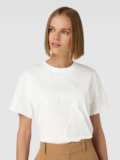 MOS MOSH T-shirt met statementstitching, model 'ASA' Offwhite - 3