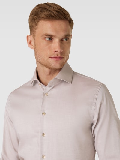 Profuomo Slim fit zakelijk overhemd met haaikraag, model 'CUTAWAY' Beige - 3