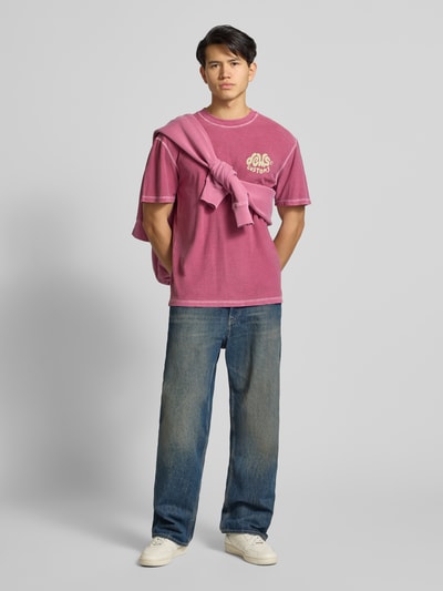 DEUS EX MACHINA T-shirt met labelprint en ronde hals Bordeaux - 1