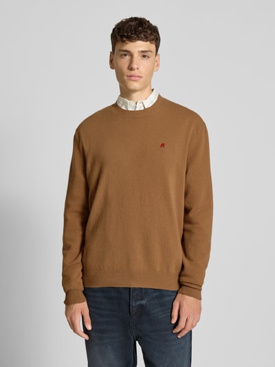 Replay Strickpullover aus Lanawoll-Mix mit Rundhalsausschnitt Camel 4