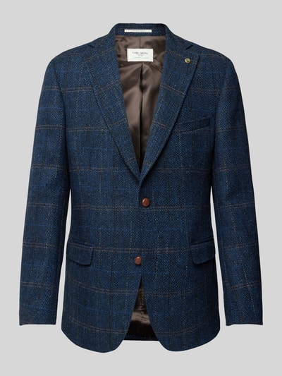 Carl Gross Slim Fit Harris Tweed Sakko aus Schurwolle Modell 'Theo' Dunkelblau 2