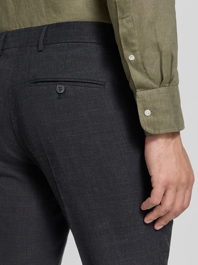 Selected Homme Spodnie garniturowe o kroju slim fit z domieszką wełny i lnu model 'OASIS' Czarny 3