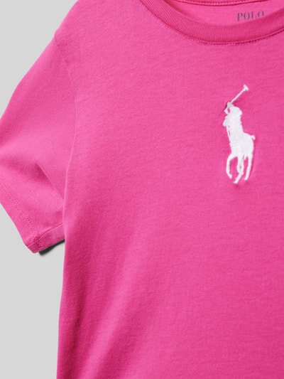 Polo Ralph Lauren Kids T-Shirt mit geripptem Rundhalsausschnitt Pink 2