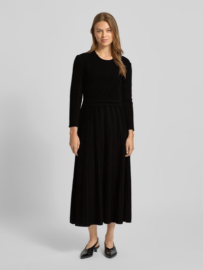 Emporio Armani Midikleid aus Viskose-Mix mit Strukturmuster Black 4