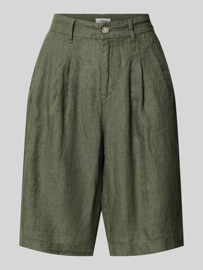 Produktfoto, Wide Leg Leinenshorts mit Bundfalten von s.Oliver RED LABEL, kolor jednolity, szerokie nogawki, zakładki, szlufki, boczne kieszenie, kieszenie z tyłu, czyste len
