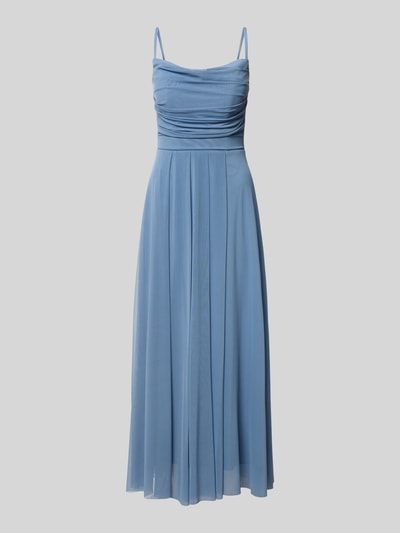Produktfoto, Cocktailkleid mit Drapierungen von TROYDEN COLLECTION in Blau, Mesh, taillierter Schnitt, Midikleid, Wasserfall-Ausschnitt