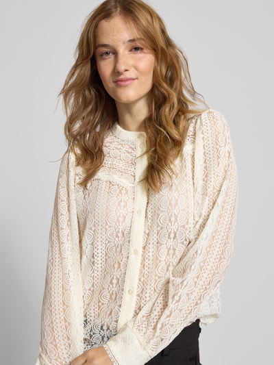 Only Regular fit blouse van transparant kant, model 'REBA' Offwhite - 3