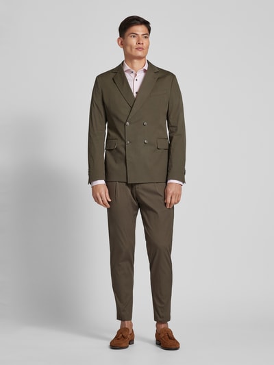 Cinque Slim fit colbert met reverskraag, model 'Twingo' Olijfgroen - 1