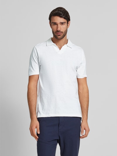 Colours & Sons Slim Fit Poloshirt aus Baumwoll-Leinen-Mix Weiss 4