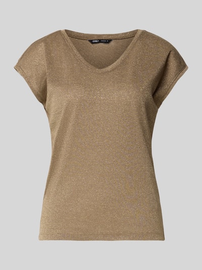 Only Regular fit T-shirt met viscose, model 'SILVERY' Taupe - 2
