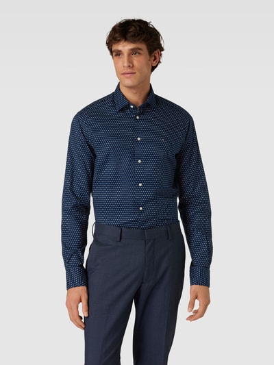 Tommy Hilfiger Regular Fit Business-Hemd mit Allover-Muster Marine 4