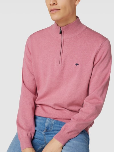 Fynch-Hatton Gebreide pullover met labelstitching, model 'Troyer' Rosé - 3