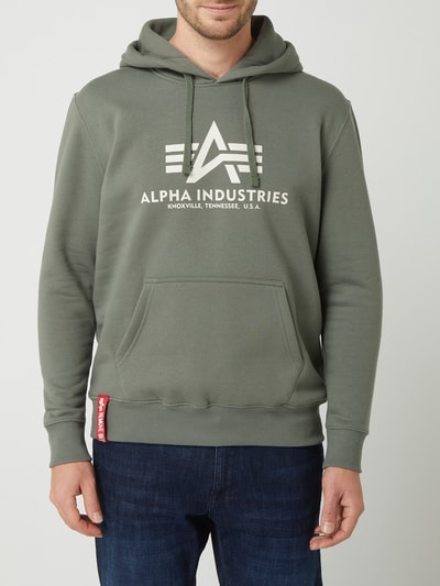 Alpha Industries Hoodie met labelprint Donkergroen - 4