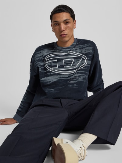 Diesel Sweatshirt mit gerippten Abschlüssen Dunkelblau 3