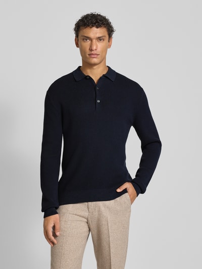 OLYMP Level Five Gebreide pullover met kentkraag Marineblauw - 4