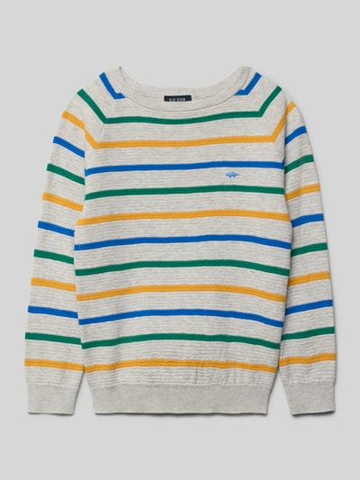 Blue Seven Regular Fit Pullover in Strick-Optik Mittelgrau Melange 1