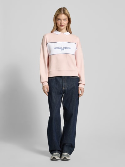 Guess Jeans Sweatshirt mit Polokragen Hellrosa 1