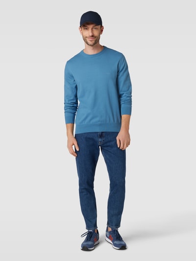 BOSS Gebreide pullover met ronde hals, model 'Pacas' Bleu - 1