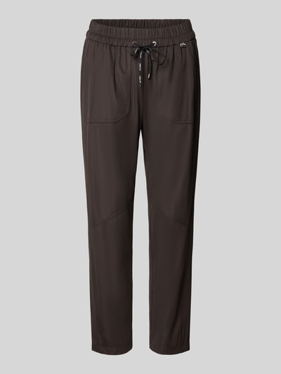 Produktfoto, Hose mit elastischem Bund und Eingrifftaschen von Marc Cain in Dunkelbraun, Regular Fit, glatte Struktur, Material-Mix mit Stretch-Anteil
