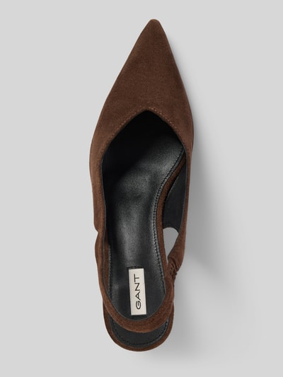 Produktfoto, Pumps aus Leder Modell 'Tillbye' von Gant in Braun mit elastischem Riemen, spitzer Schuhspitze, Absatzhöhe: 6 cm, Echtleder