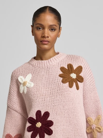 Apricot Gebreide pullover met ribboorden Oudroze - 3