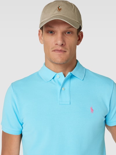 Polo Ralph Lauren Slim Fit Poloshirt mit Label-Stitching Tuerkis 3