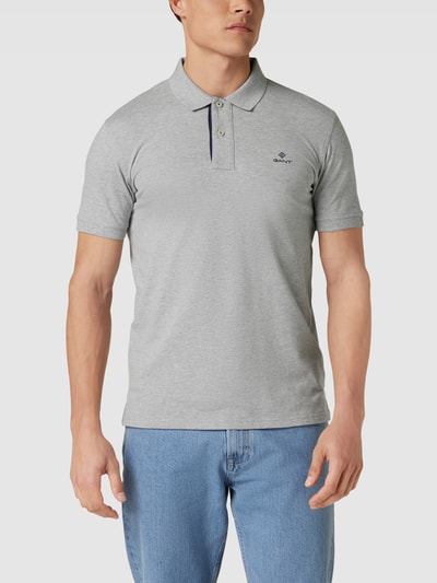 Gant Koszulka polo z paskami w kontrastowym kolorze model ‘CONTRAST COLLAR’ Srebrny melanż 4