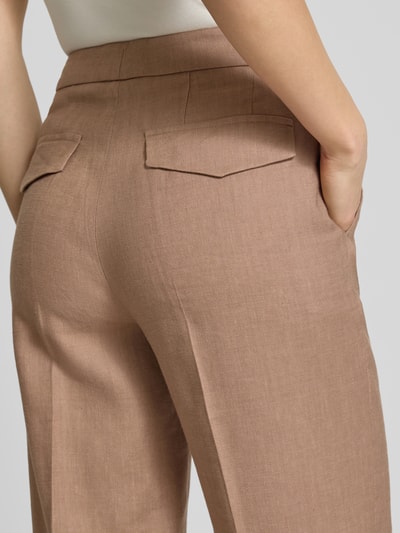 Windsor Lniane spodnie o kroju slim fit z kantem Orzechowy 3