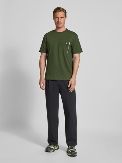 HUGO T-shirt met ritszak, model 'Dargentee' Donkergroen - 1