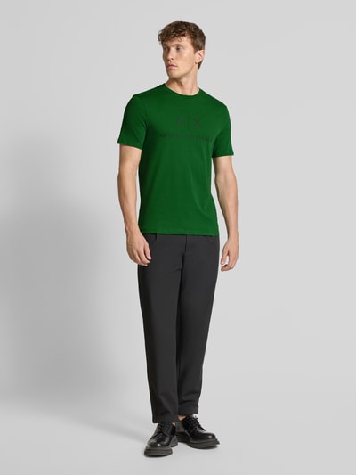 ARMANI EXCHANGE T-shirt o kroju slim fit z czystej bawełny z nadrukiem z logo Zielony 1
