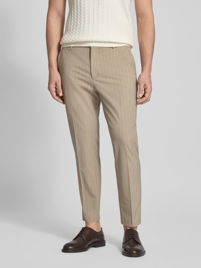 Selected Homme Spodnie garniturowe o kroju slim fit w prążki Model 'SLIM-LIAM' Piaskowy 4