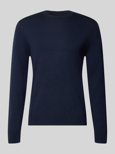 Produktfoto, Regular Fit Pullover aus reiner Wolle von Jake*s Studio Men in Dunkelblau, glatte Oberfläche, schlichtes Design, Vorderansicht