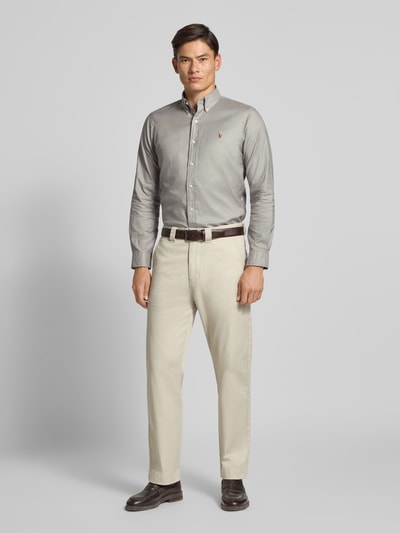 Polo Ralph Lauren Freizeithemd mit Knopfleiste Hellgrau 1
