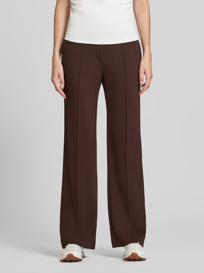 Christian Berg Woman wide fit broek van viscosemix Middenbruin - 4