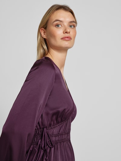 BOSS Orange Knielangees Kleid mit V-Ausschnitt Modell 'DANNYS' Aubergine 3