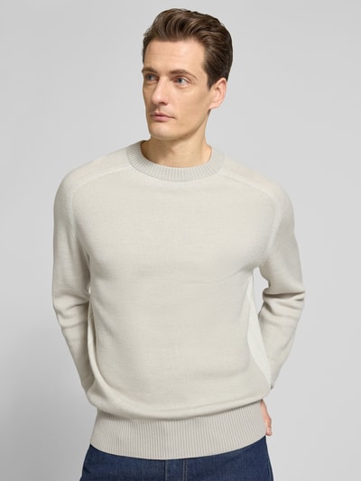 BOSS Orange Regular Fit Strickpullover aus Schurwoll-Mix Modell 'AKAJER' Hellgrau 3