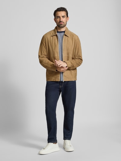 Marc O'Polo Regular Fit Lederjacke aus reinem Ziegenleder Camel 1