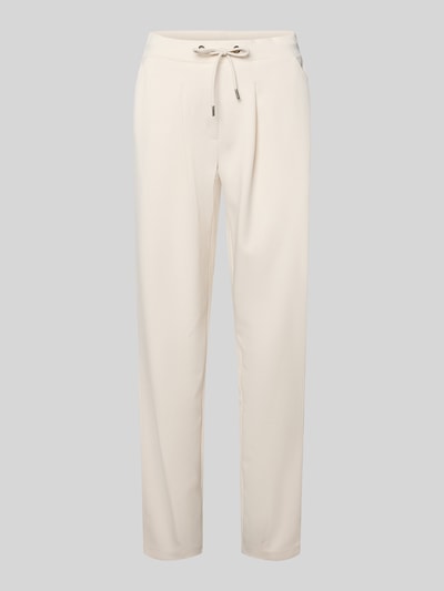 Produktfoto, Sweatpants mit französischen Eingrifftaschen von monari aus cremefarbenem Material-Mix, gerader Schnitt, elastischer Bund mit Kordelzug.