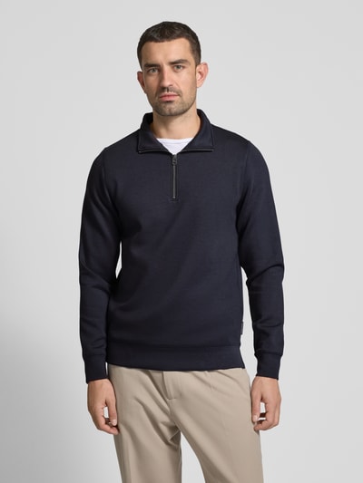 Casual Friday Sweatshirt met opstaande kraag, model 'Sebastian' Marineblauw - 4